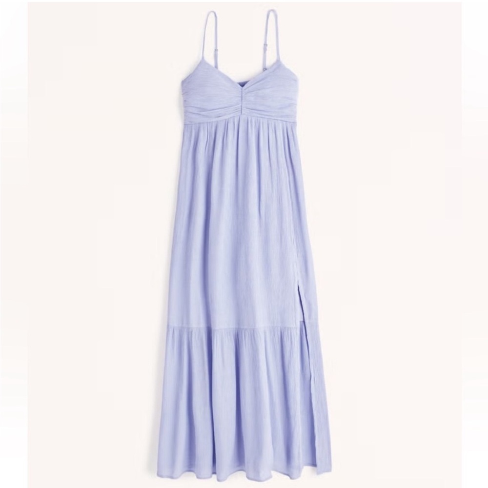 Abercrombie Ruched Crinkle Maxi Dress in Periwinkle